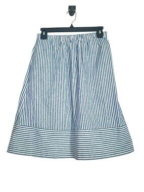 J.Crew Midi Skirt Blue White Striped Women XS Cotton Linen Preppy Nautical Beach